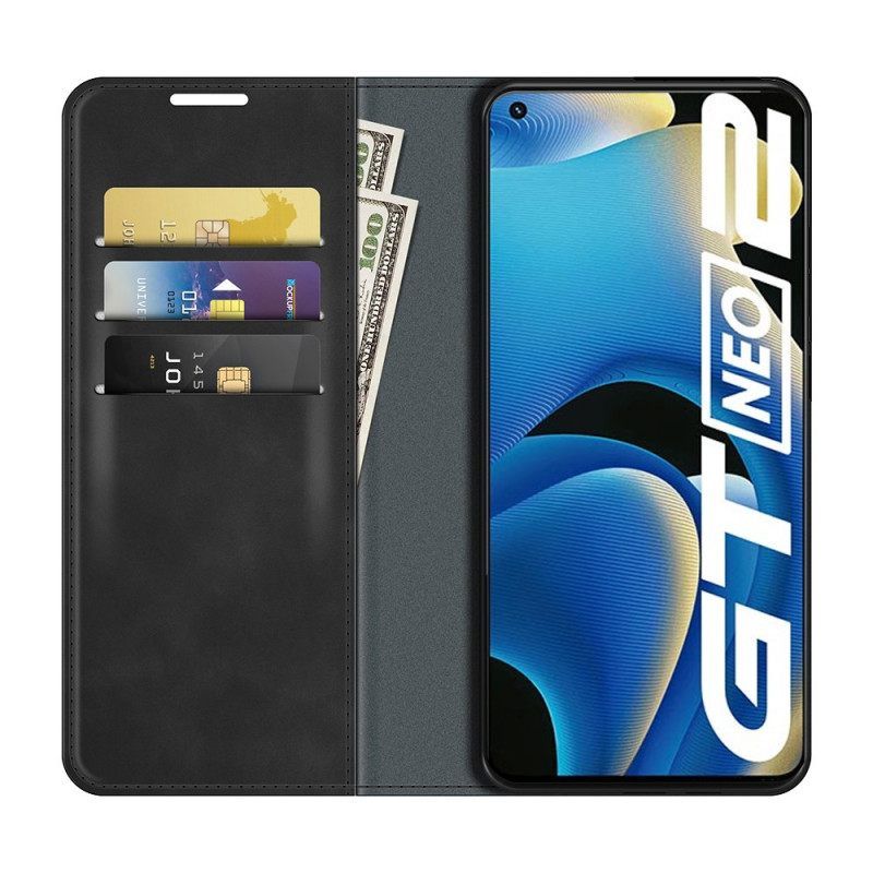 θηκη κινητου Realme GT Neo 3T / Neo 2 Θήκη Flip Εφέ Silk Soft Leather